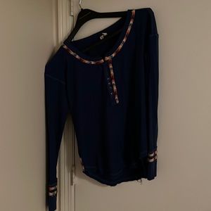 We The Free, Size Medium, half button Henley. Detailing around neck and sleeves